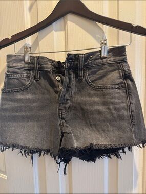 Madewell Gray Frayed Hem Denim Shorts